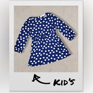 Navy Blue and White Polka-Dot Long-Sleeved Dress w/ Pockets, Children’s -18-24M-